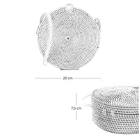 Borsa cm 20 x 7.5 tonda in rattan intrecciato con tracolla ecopelle set 12 pezzi