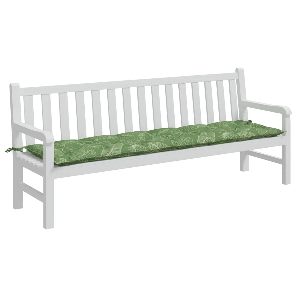 Cuscino Panca da Giardino-Cuscini per panchina da esterno Motivo a Foglie 200x50x7 cm Tessuto