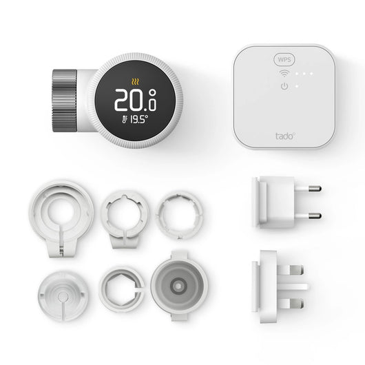 Tado Testa termostatica Intelligente X kit di base. Controllo multistanza. Wi-fi. Matter. Assistenti vocali google e alexa