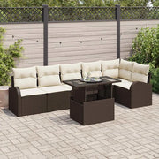 Set Divano da Giardino 7 pcs Marrone e crema polyrattan 3348654