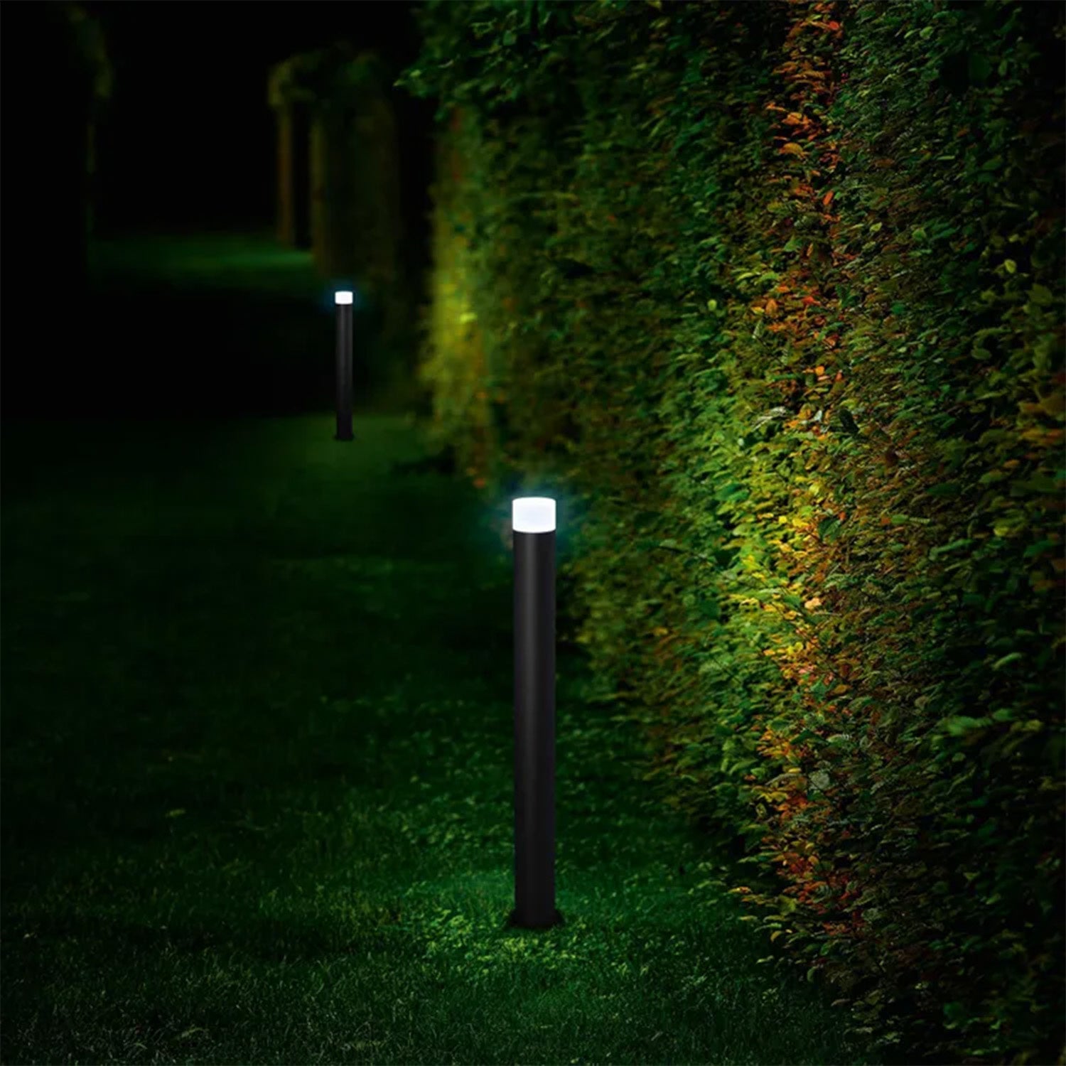 Paletto Esterno Moderno Aiden Alluminio Nero Bianco 1 Luce E27 Ip44