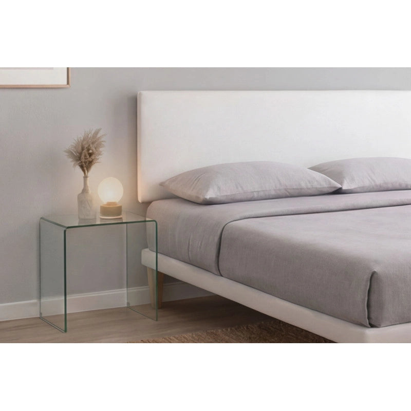 Letto imbottito Matrimoniale 180x200 cm Flat - Bianco,Similpelle,Con rete