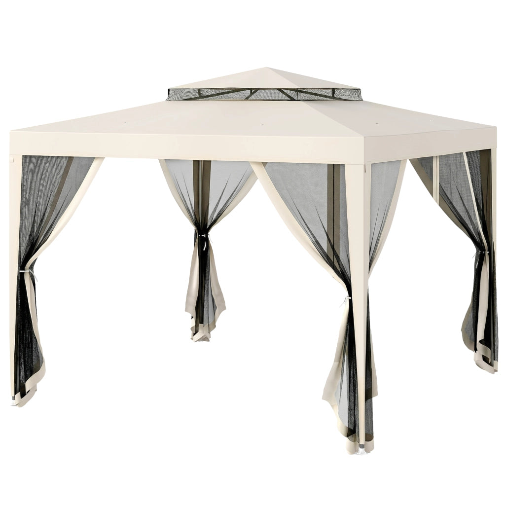 Gazebo Giardino 3x3 m ¨C zephmum ¨C Crema Metallo
