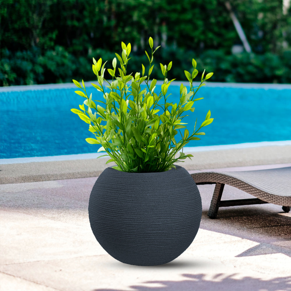 Vaso in resina da esterno interno per piante tondo a sfera di design d.40x33h Botticelli Grigio