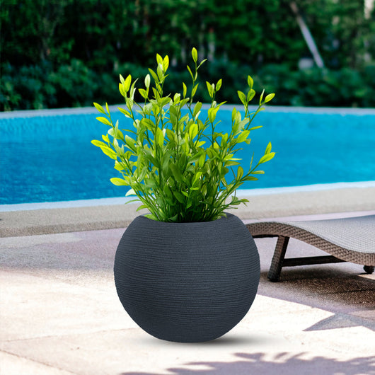Vaso in resina da esterno interno per piante tondo a sfera di design d.40x33h Botticelli Grigio