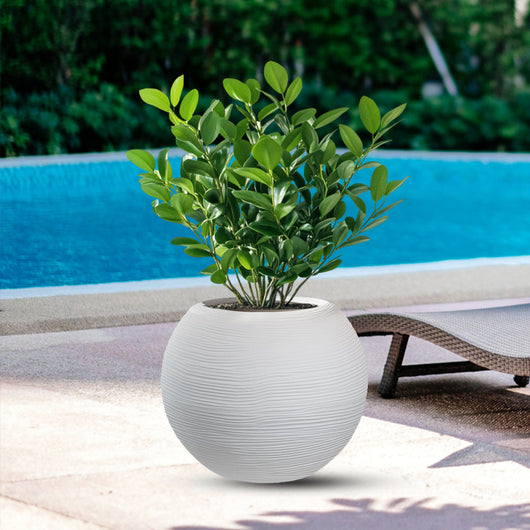 Vaso in resina da esterno interno per piante tondo a sfera di design d.40x33h Botticelli Bianco