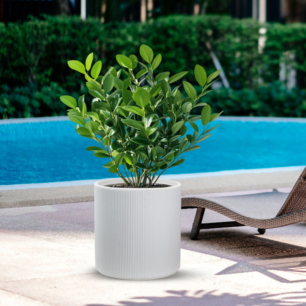 Vaso in resina da esterno interno per piante tondo cilindrico di design d.36x35h Modigliani Bianco