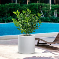 Vaso in resina da esterno interno per piante tondo cilindrico di design d.36x35h Modigliani Bianco