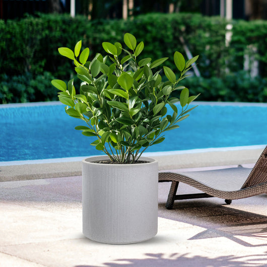 Vaso in resina da esterno interno per piante tondo cilindrico di design d.36x35h Modigliani Beige