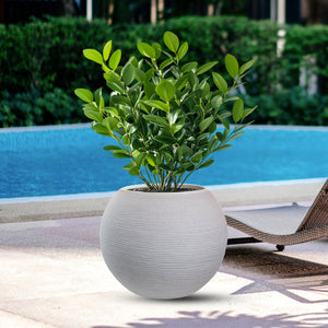 Vaso in resina da esterno interno per piante tondo a sfera di design d.40x33h Botticelli Beige