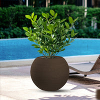 Vaso in resina da esterno interno per piante tondo a sfera di design d.40x33h Botticelli Marrone