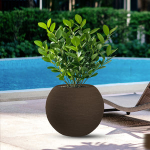 Vaso in resina da esterno interno per piante tondo a sfera di design d.40x33h Botticelli Marrone