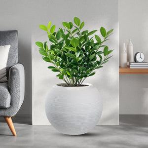 Vaso in resina da esterno interno per piante tondo a sfera di design d.40x33h Botticelli Bianco