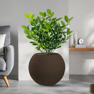 Vaso in resina da esterno interno per piante tondo a sfera di design d.40x33h Botticelli Marrone