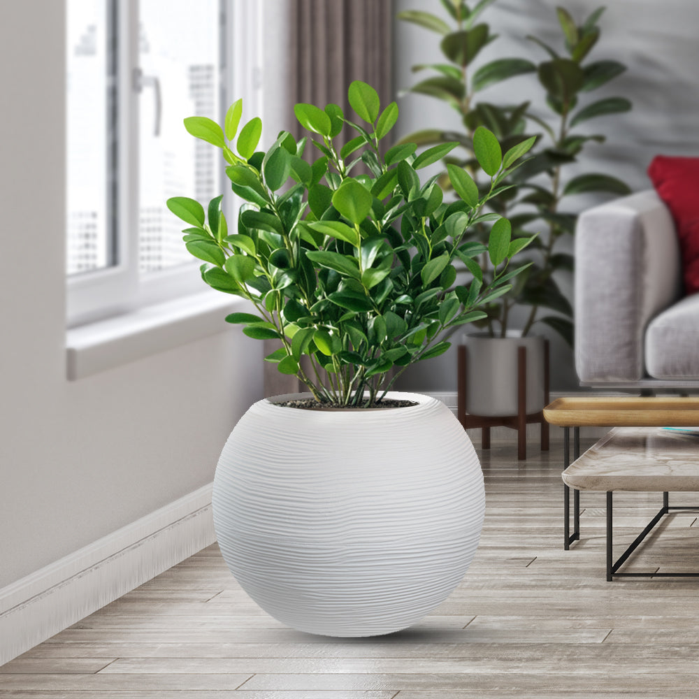 Vaso in resina da esterno interno per piante tondo a sfera di design d.40x33h Botticelli Bianco