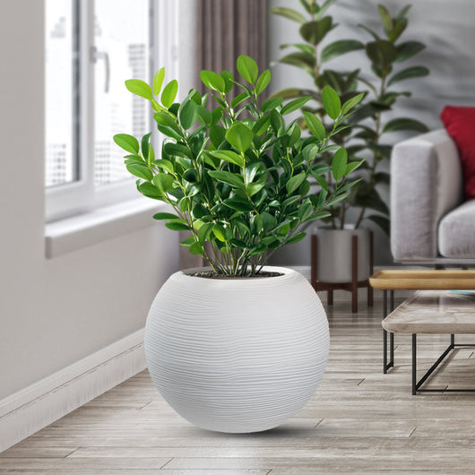 Vaso in resina da esterno interno per piante tondo a sfera di design d.40x33h Botticelli Bianco