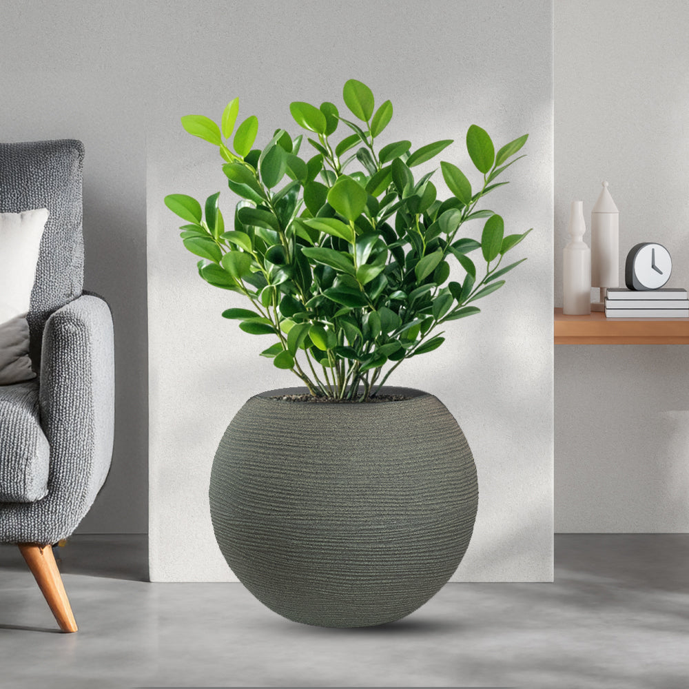 Vaso in resina da esterno interno per piante tondo a sfera di design d.40x33h Botticelli Verde