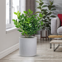 Vaso in resina da esterno interno per piante tondo cilindrico di design d.36x35h Modigliani Beige