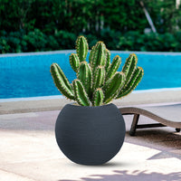 Vaso in resina da esterno interno per piante tondo a sfera di design d.40x33h Botticelli Grigio