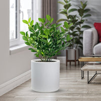 Vaso in resina da esterno interno per piante tondo cilindrico di design d.36x35h Modigliani Bianco