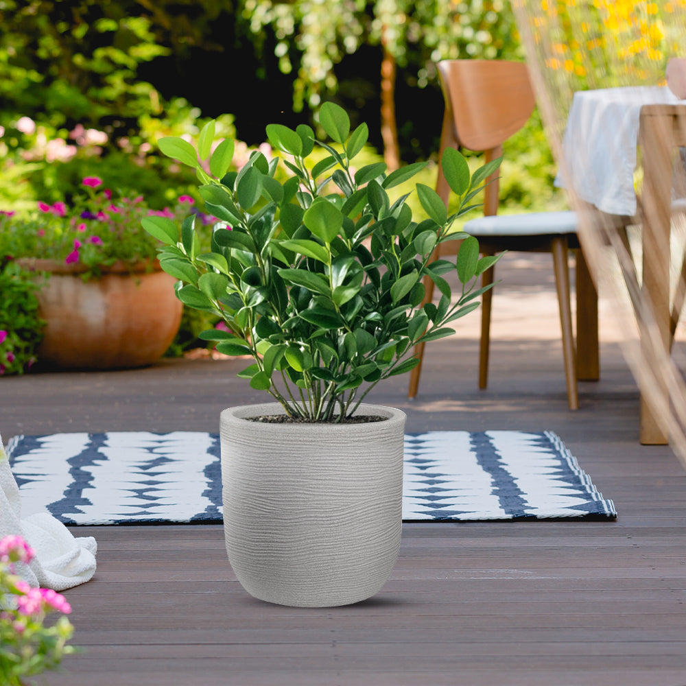 Vaso in resina da esterno interno per piante cilindro di design d.35x34h Raffaello Beige