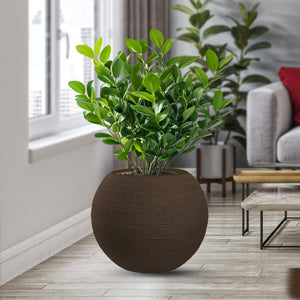 Vaso in resina da esterno interno per piante tondo a sfera di design d.40x33h Botticelli Marrone