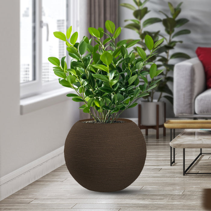 Vaso in resina da esterno interno per piante tondo a sfera di design d.40x33h Botticelli Marrone