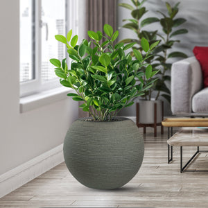 Vaso in resina da esterno interno per piante tondo a sfera di design d.40x33h Botticelli Verde