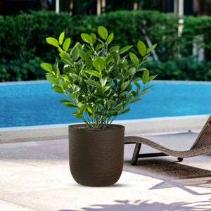 Vaso in resina da esterno interno per piante cilindro di design d.35x34h Raffaello Marrone