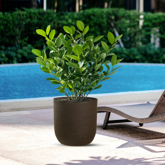 Vaso in resina da esterno interno per piante cilindro di design d.35x34h Raffaello Marrone