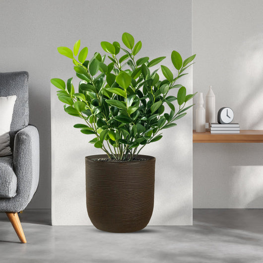 Vaso in resina da esterno interno per piante cilindro di design d.35x34h Raffaello Marrone