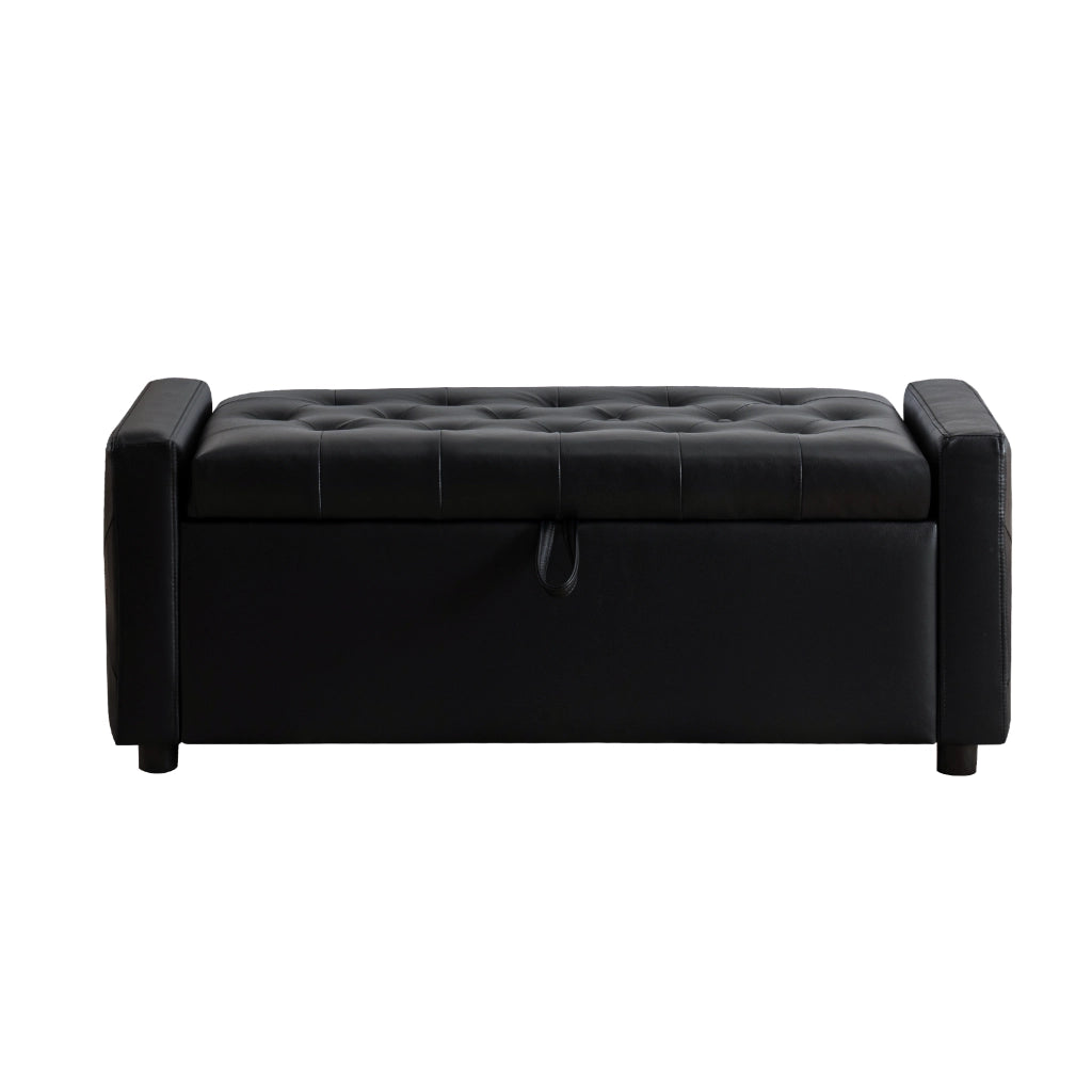 OTTOMANA Contenitore imbottita 122x45x47 cm Nero in PU