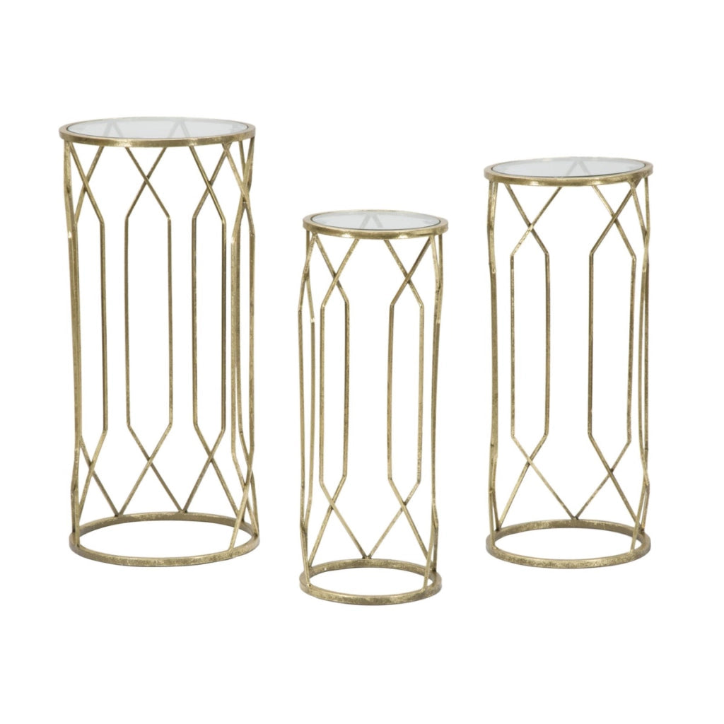 Set di Tavolini VKH597, Oro, Metallo, 32x32x71 cm