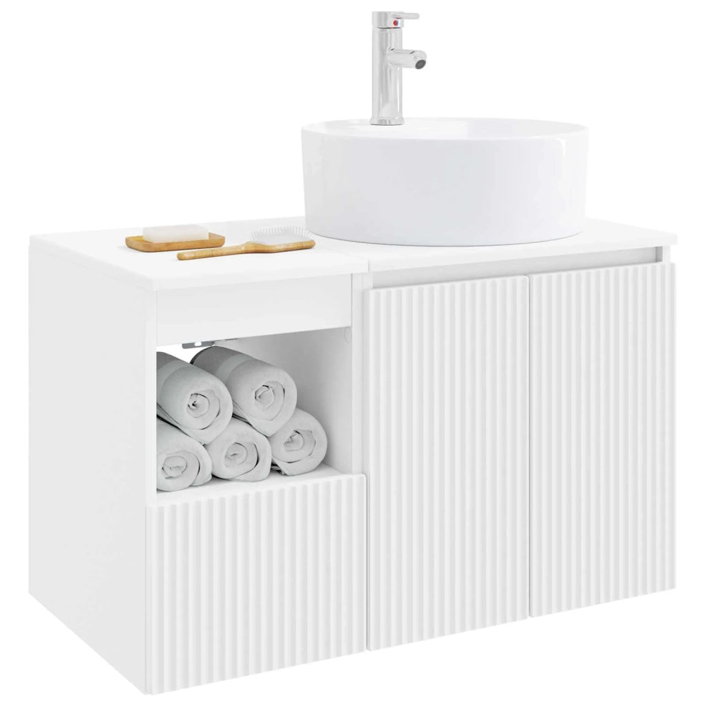 Set di mobili per il bagno 2 pz Bianco Legno ingegnerizzato 3404074