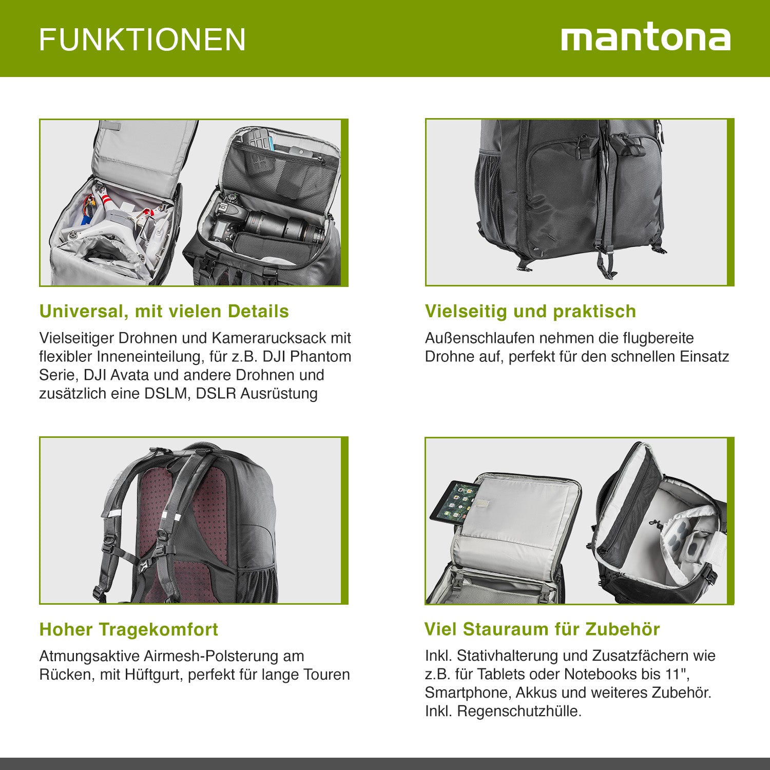 Mantona Zaino per drone e fotocamera universale