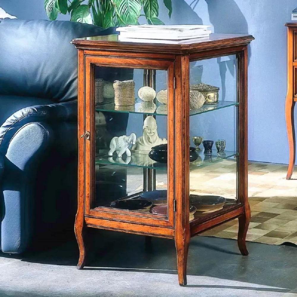 Vetrina teca classica in legno 1 porta finitura bassano l.55 p.55 h.90 - Mobili 2G