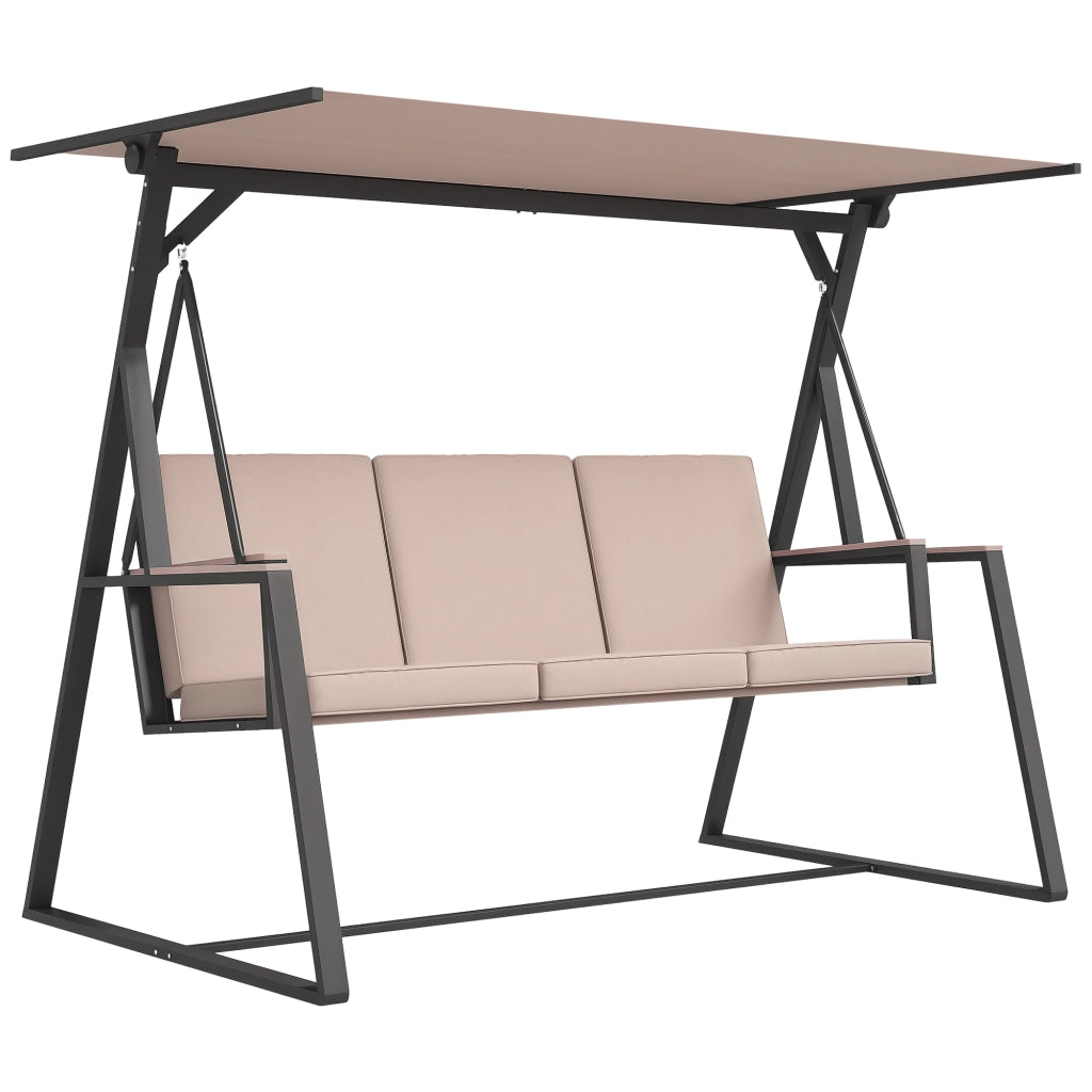 Altalena da Giardino 3 Posti con Tetto ¨C zephmum ¨C Beige e Nero