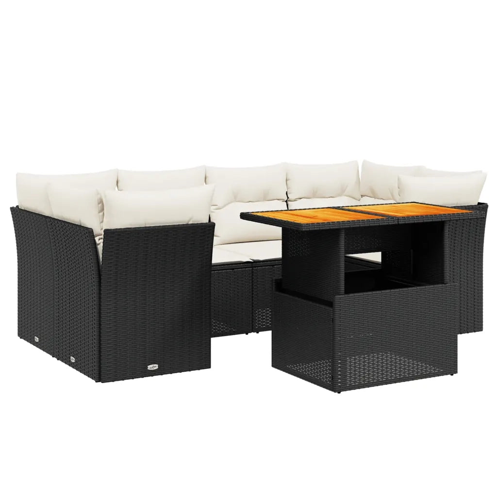 Set Divani da Giardino con Cuscini 7pz Nero Polyrattancod mxl 113218