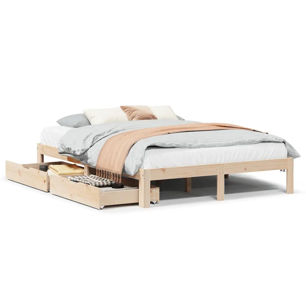 Giroletto con Cassetti 140x190 cm in Legno Massello di Pino