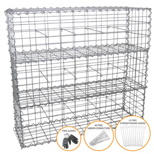 3 Gabbioni per Sassi da Giardino e da Esterno 100cm x 30cm x 30cm in Acciaio