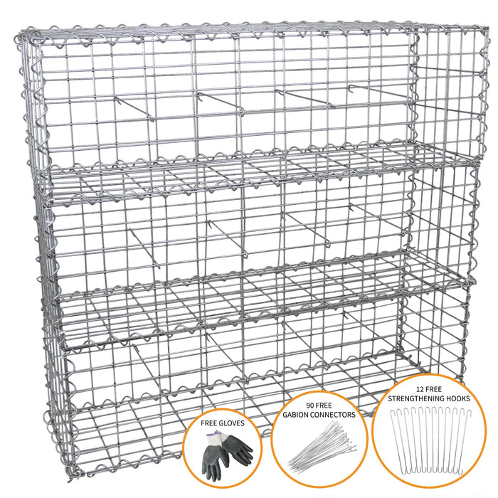 3 Gabbioni per Sassi da Giardino e da Esterno 100cm x 30cm x 30cm in Acciaio