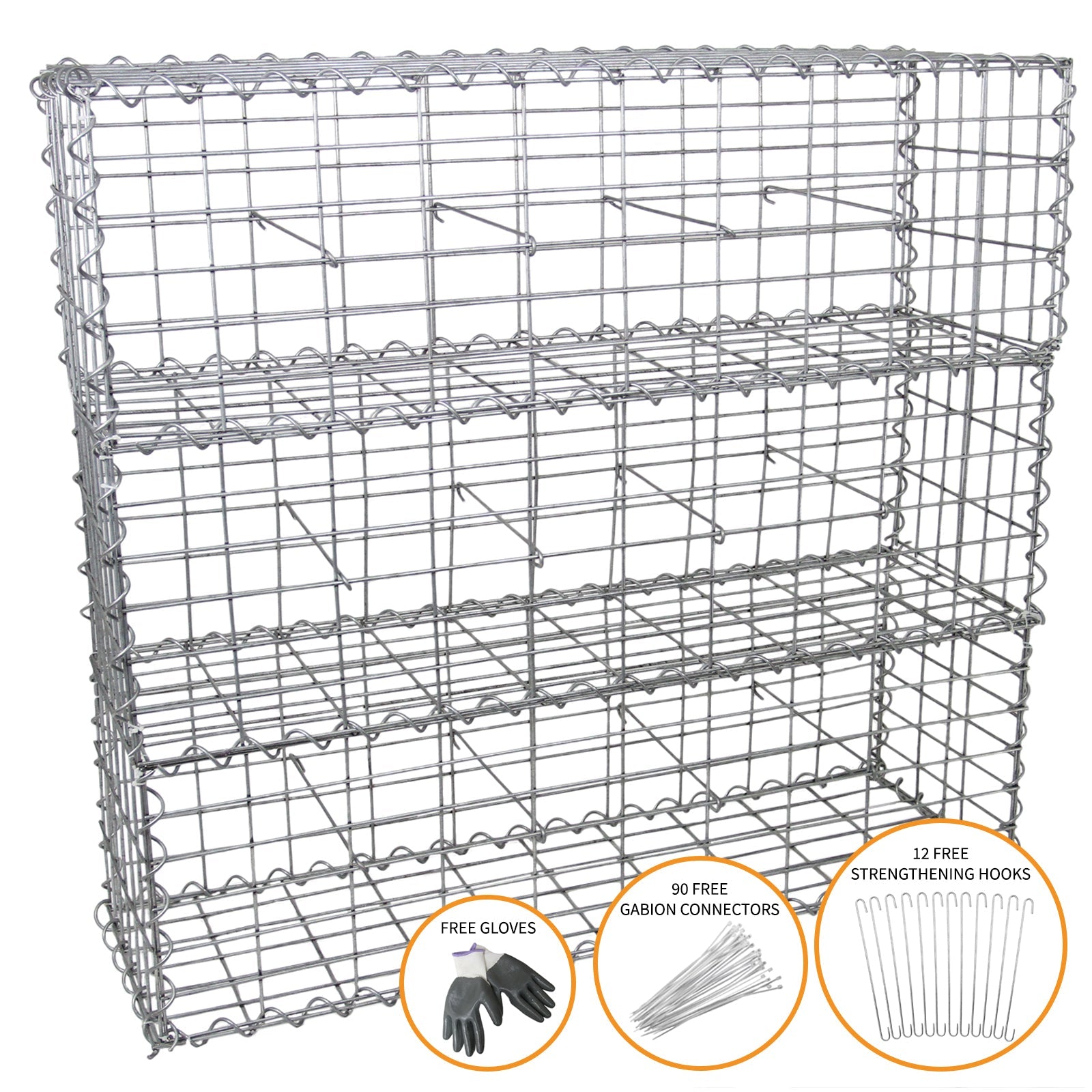 3 Gabbioni per Sassi da Giardino e da Esterno 100cm x 30cm x 30cm in Acciaio