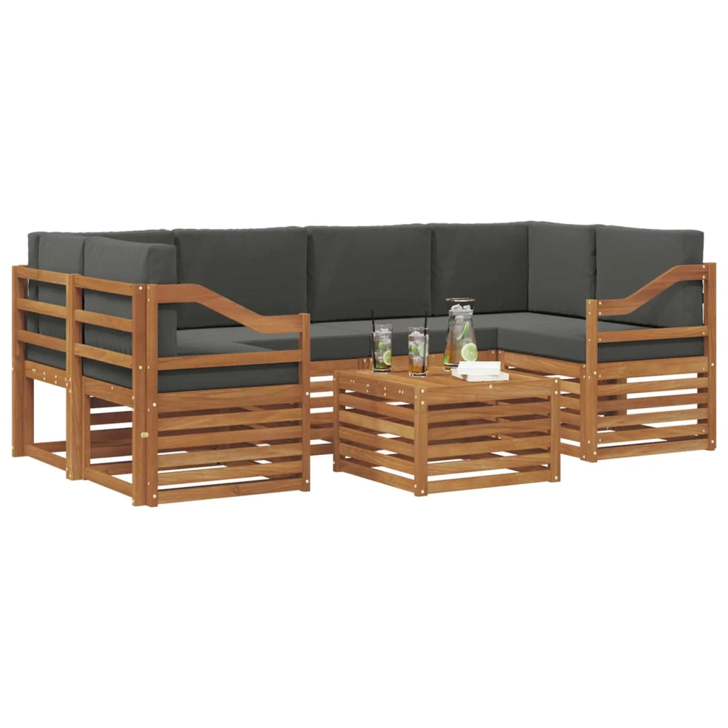 Set di divani da esterno con cuscino 7 pcs Naturale e Antracite
