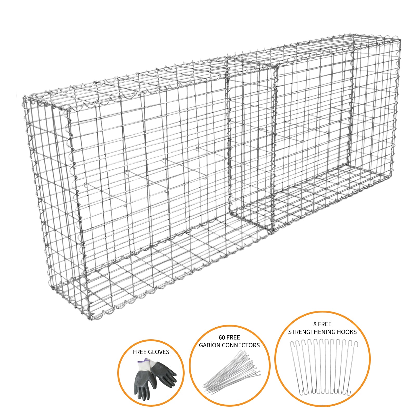 2 Gabbioni per Sassi da Giardino e da Esterno 100cm x 95cm x 30cm in Acciaio