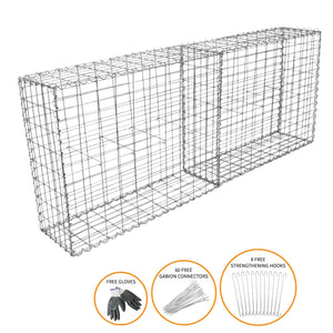 2 Gabbioni per Sassi da Giardino e da Esterno 100cm x 95cm x 30cm in Acciaio