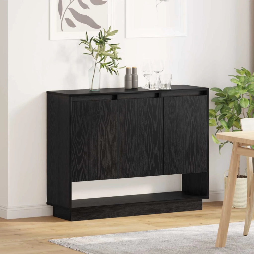 Credenza | Madia | Buffet da pranzo | Armadio da pranzo Rovere Nero 97 x 29 x 75 cm Legno multistrato