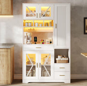 Credenza buffet con LED controllabile da APP; prese USB e AC; 105x40x185 cm; bianco