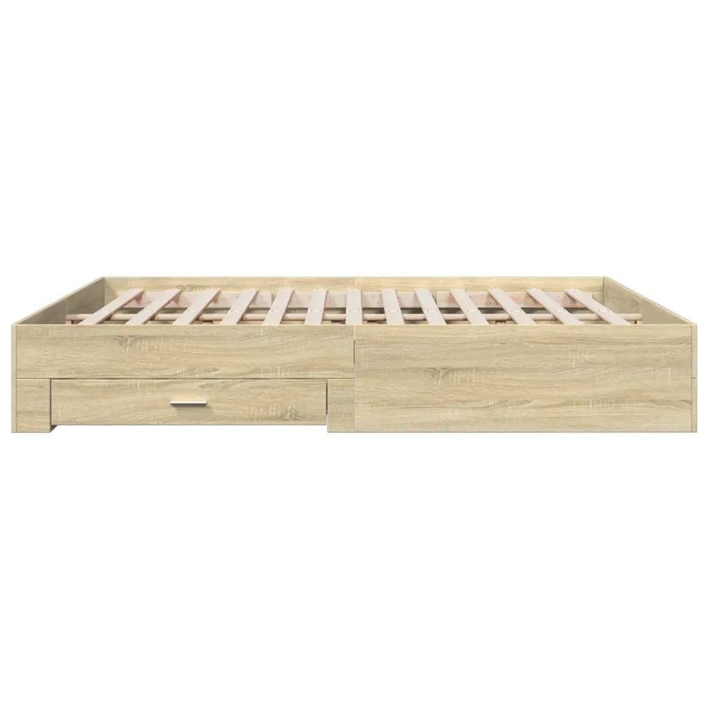 Giroletto Cassetti-Struttura Letto con contenitore Rovere Sonoma 200x200 cm Legno Multistrato 757230