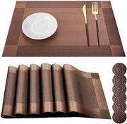 Set di tappeti di protezione per tavolo da 6 pezzi in PVC antiscivolo, lavabile, resistente ai graffi e al calore, dimensioni 45 x 30 cm, colore marrone.