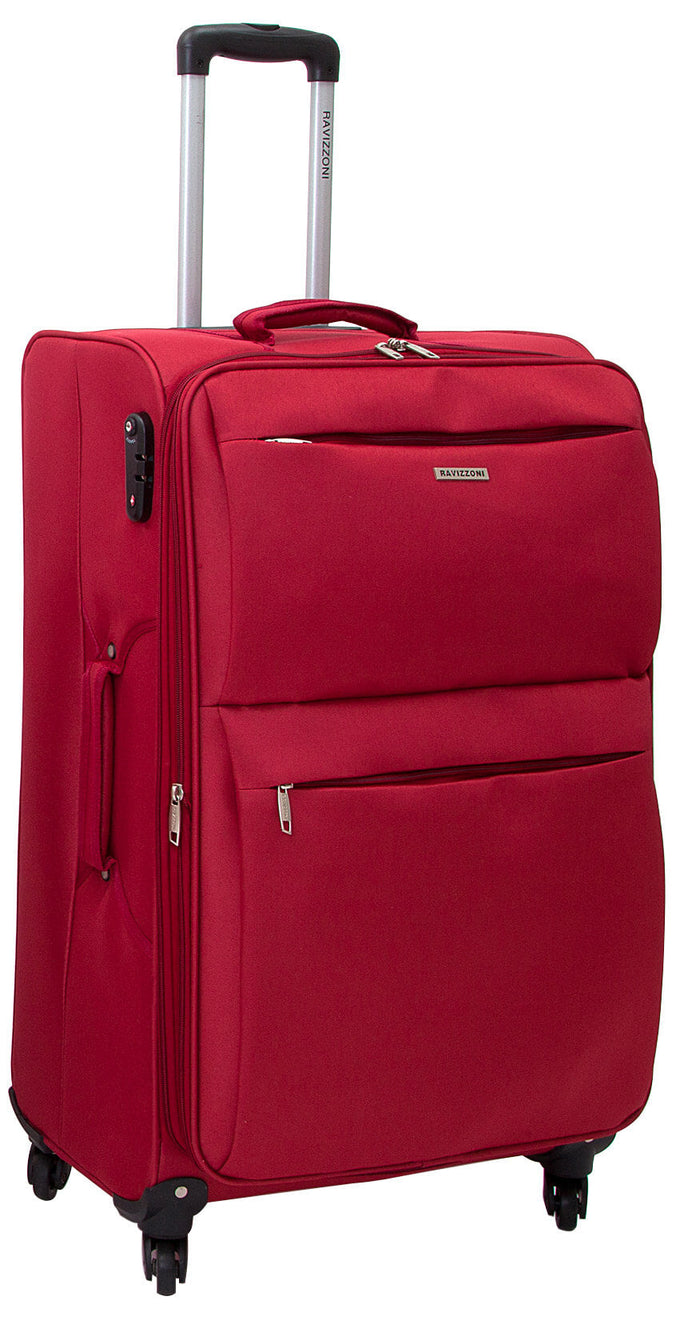 Trolley Valigia Grande Morbida in Poliestere 4 Ruote TSA Ravizzoni Singapore Rosso Mattone